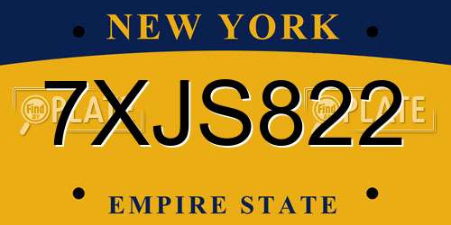 7XJS822 New York License Plate