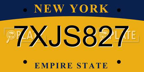 7XJS827 New York License Plate