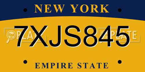 7XJS845 New York License Plate