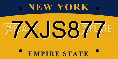 7XJS877 New York License Plate