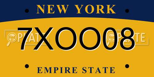 7XOO08 New York License Plate
