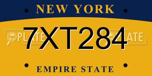 7XT284 New York License Plate