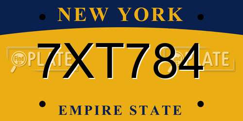 7XT784 New York License Plate
