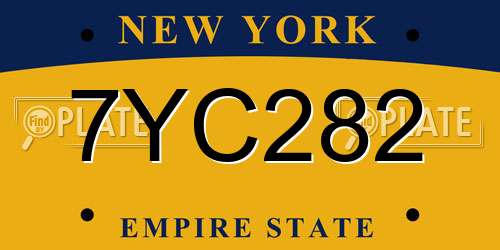 7YC282 New York License Plate