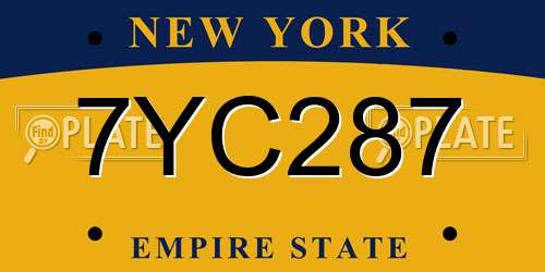 7YC287 New York License Plate
