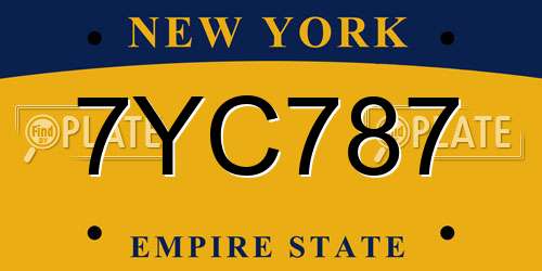 7YC787 New York License Plate
