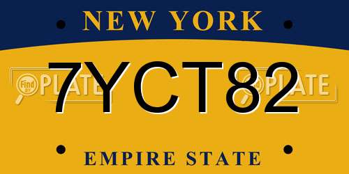 7YCT82 New York License Plate