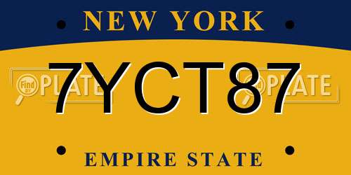 7YCT87 New York License Plate