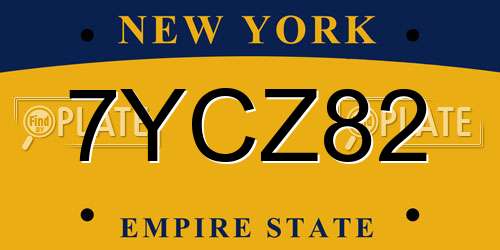 7YCZ82 New York License Plate