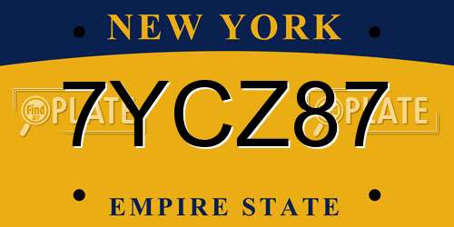 7YCZ87 New York License Plate