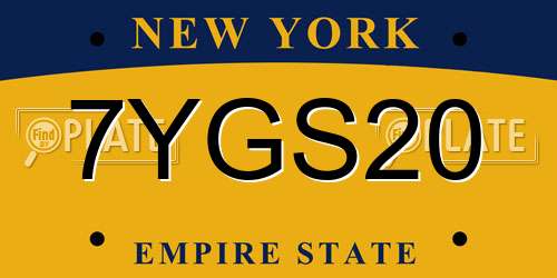 7YGS20 New York License Plate