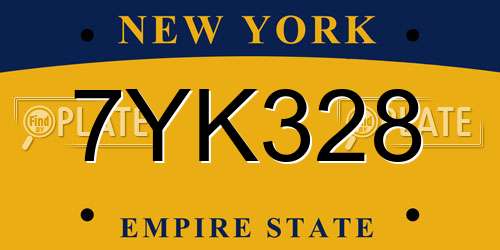 7YK328 New York License Plate