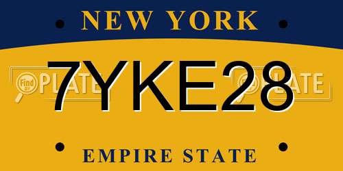 7YKE28 New York License Plate