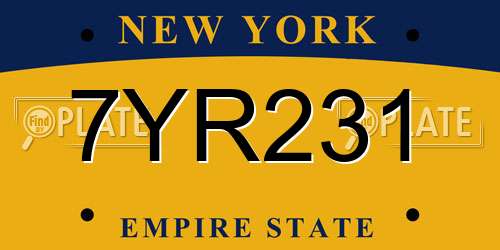 7YR231 New York License Plate