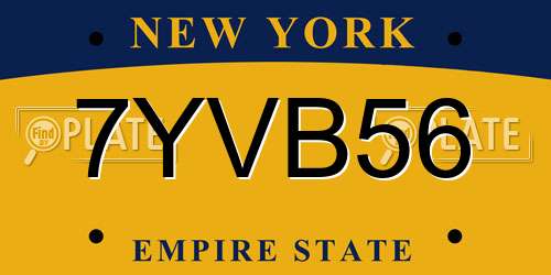 7YVB56 New York License Plate