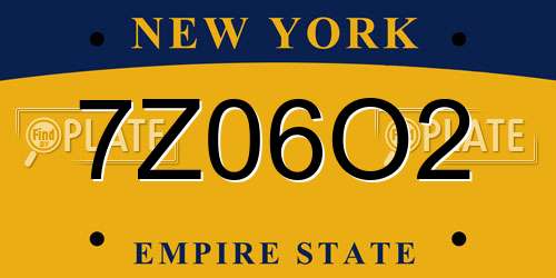 7Z06O2 New York License Plate