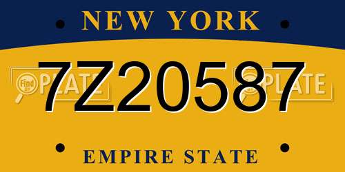 7Z20587 New York License Plate