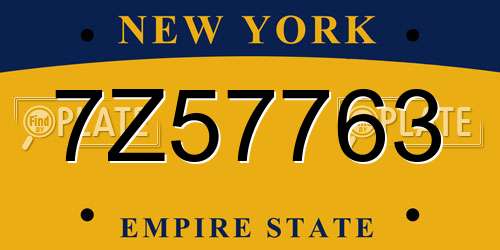7Z57763 New York License Plate