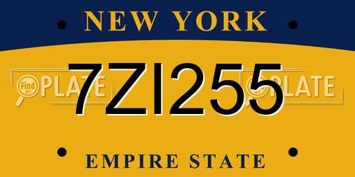 7ZI255 New York License Plate