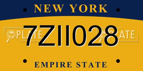 7ZII028 New York License Plate