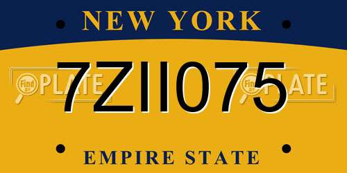 7ZII075 New York License Plate