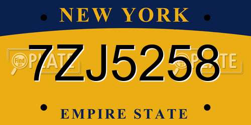 7ZJ5258 New York License Plate