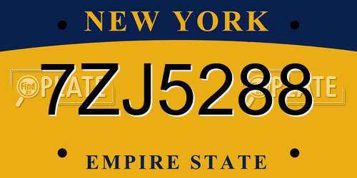 7ZJ5288 New York License Plate