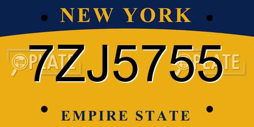 7ZJ5755 New York License Plate