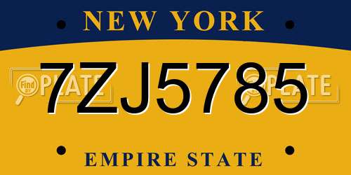 7ZJ5785 New York License Plate