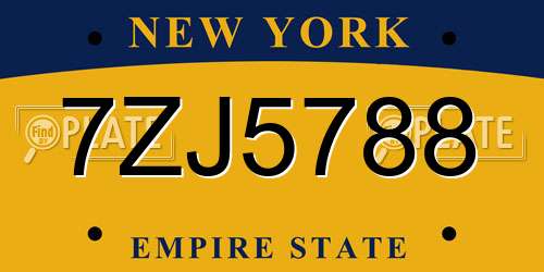 7ZJ5788 New York License Plate