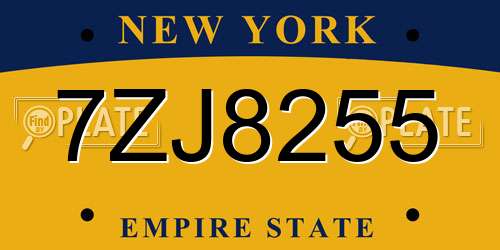 7ZJ8255 New York License Plate