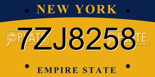 7ZJ8258 New York License Plate