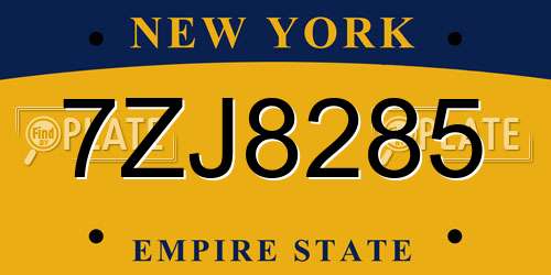 7ZJ8285 New York License Plate