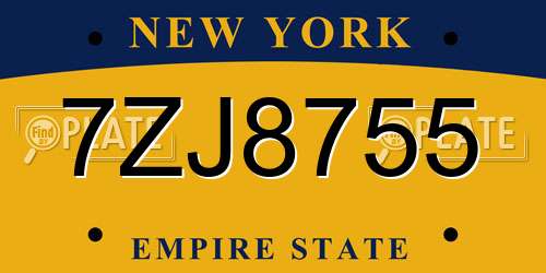 7ZJ8755 New York License Plate