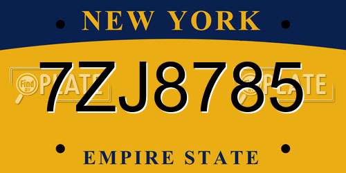 7ZJ8785 New York License Plate