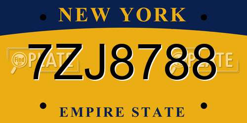 7ZJ8788 New York License Plate