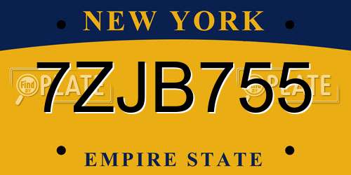 7ZJB755 New York License Plate