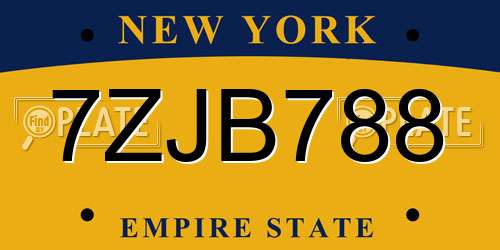 7ZJB788 New York License Plate