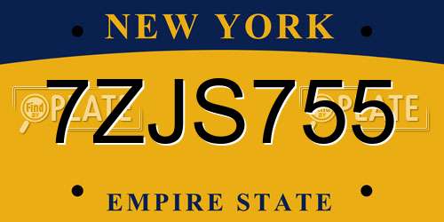 7ZJS755 New York License Plate