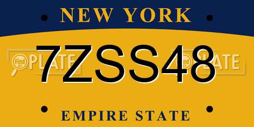 7ZSS48 New York License Plate
