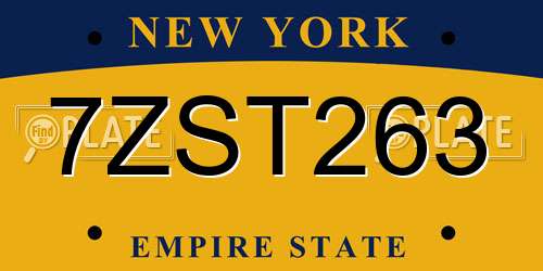7ZST263 New York License Plate