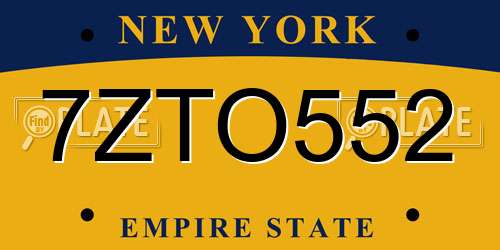 7ZTO552 New York License Plate