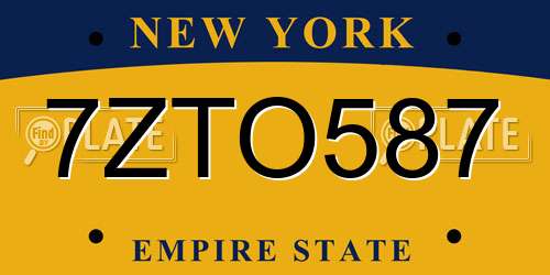7ZTO587 New York License Plate