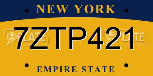 7ZTP421 New York License Plate