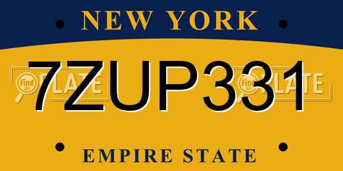 7ZUP331 New York License Plate