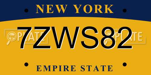7ZWS82 New York License Plate