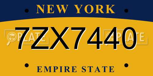 7ZX7440 New York License Plate