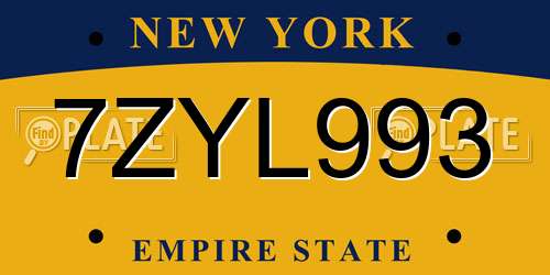 7ZYL993 New York License Plate