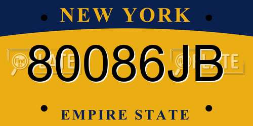 80086JB New York License Plate