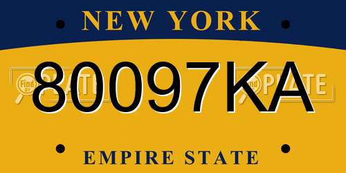 80097KA New York License Plate